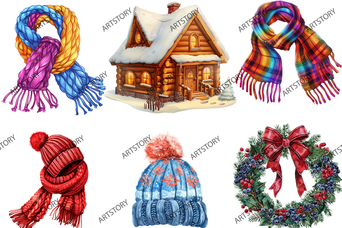 Cozy Winter Cabin Clipart, an Illustration by designcity5 (Photo 2 of 5)