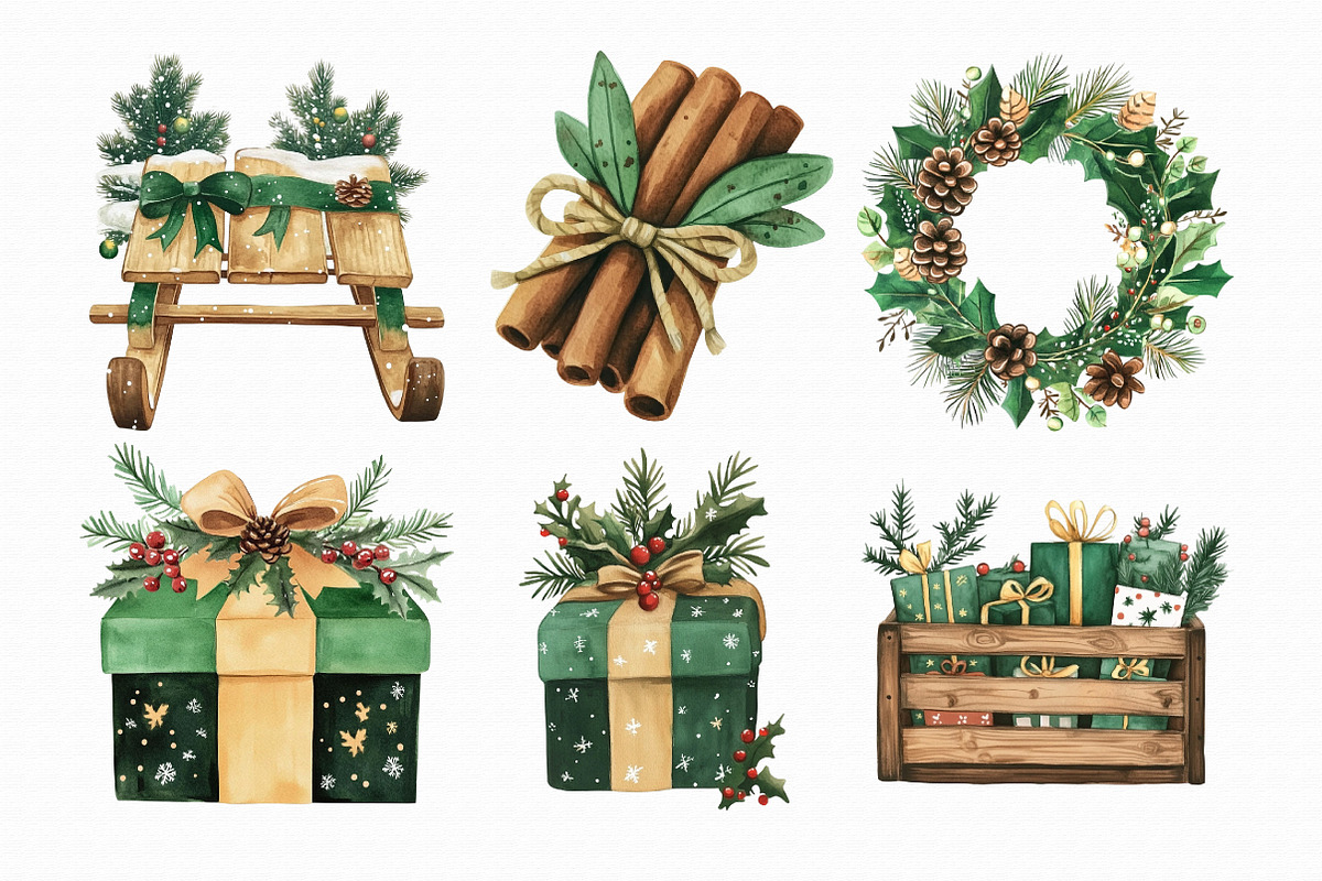 Watercolor Christmas Clipart PNG, an Illustration by Libby Wishes (Photo 12 of 13)