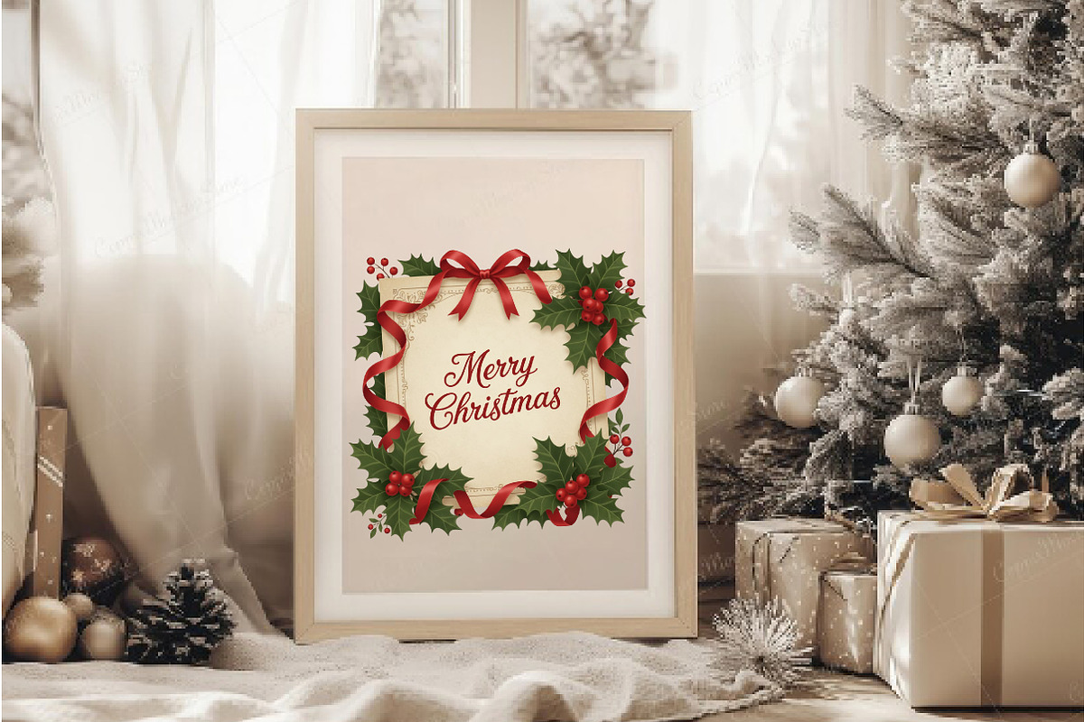 Vintage Merry Christmas Frame PNG, an Illustration by DreamArtGraphic (Photo 2 of 5)
