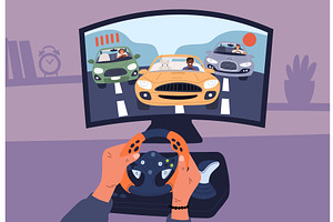 Male gamer plays video game. Players, a Technology Illustration by Vectorbuum