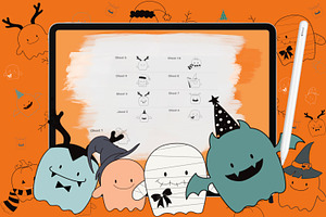 Template Coloring Ghost Halloween