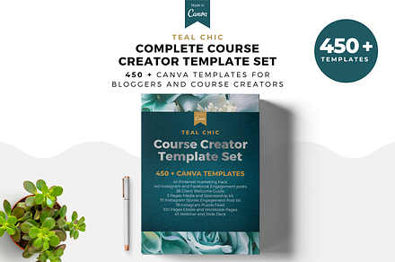 Teal Chic Complete Template Canva, a Marketing Template by The Blog Creative