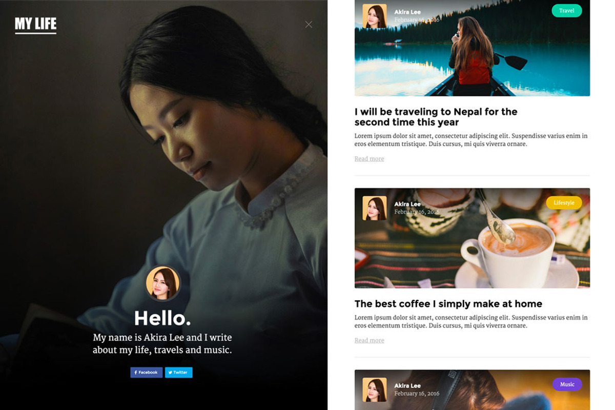 My Life - Personal Webflow CMS Theme, a Templates & Theme by Webflow (Photo 1 of 4)