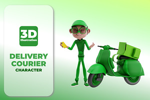 3D DELIVERY COURIER ILLUSTRATION