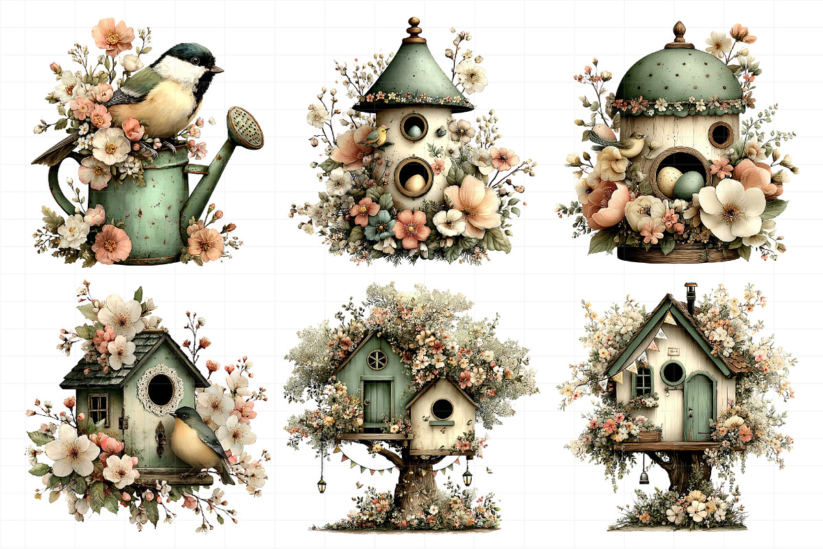 Whimsical Spring Birdhouse Clipart, an Illustration by Daily.Designs (Photo 8 of 8)