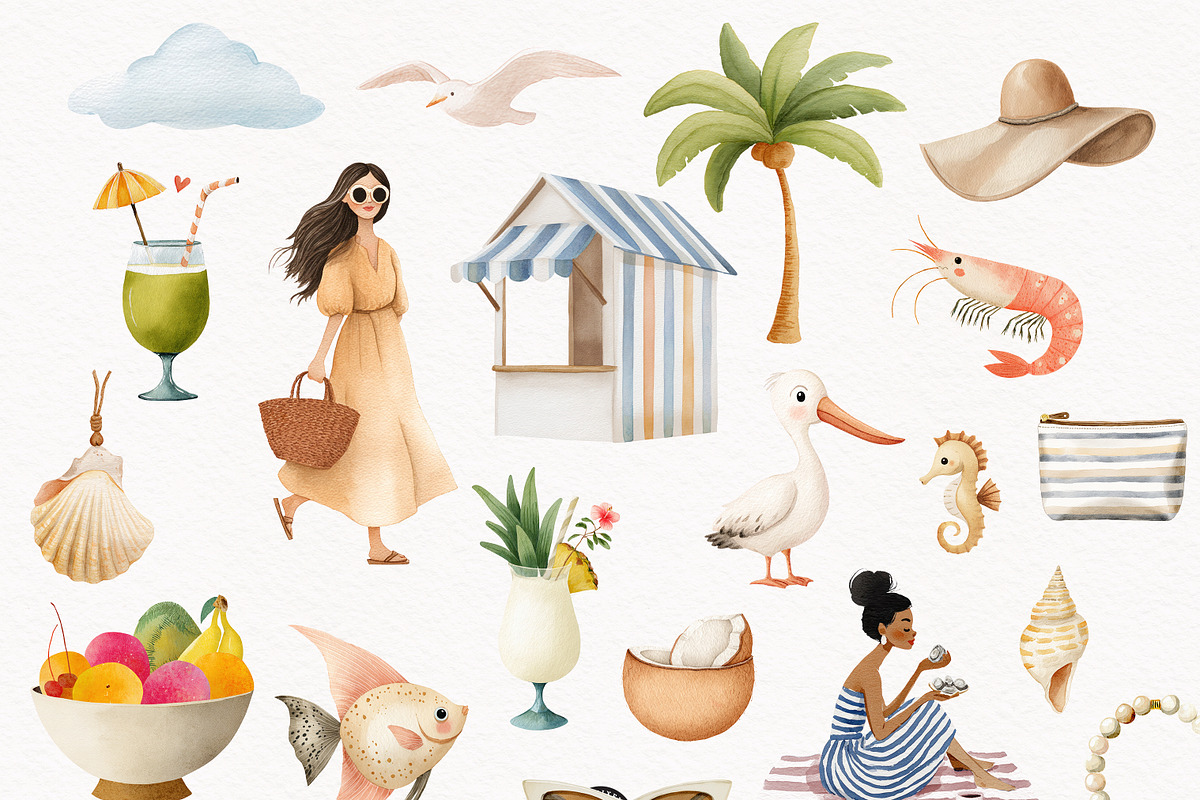 Mediterranean Amalfi Clipart Set, a Person Illustration by PaintPixelCo (Photo 7 of 12)