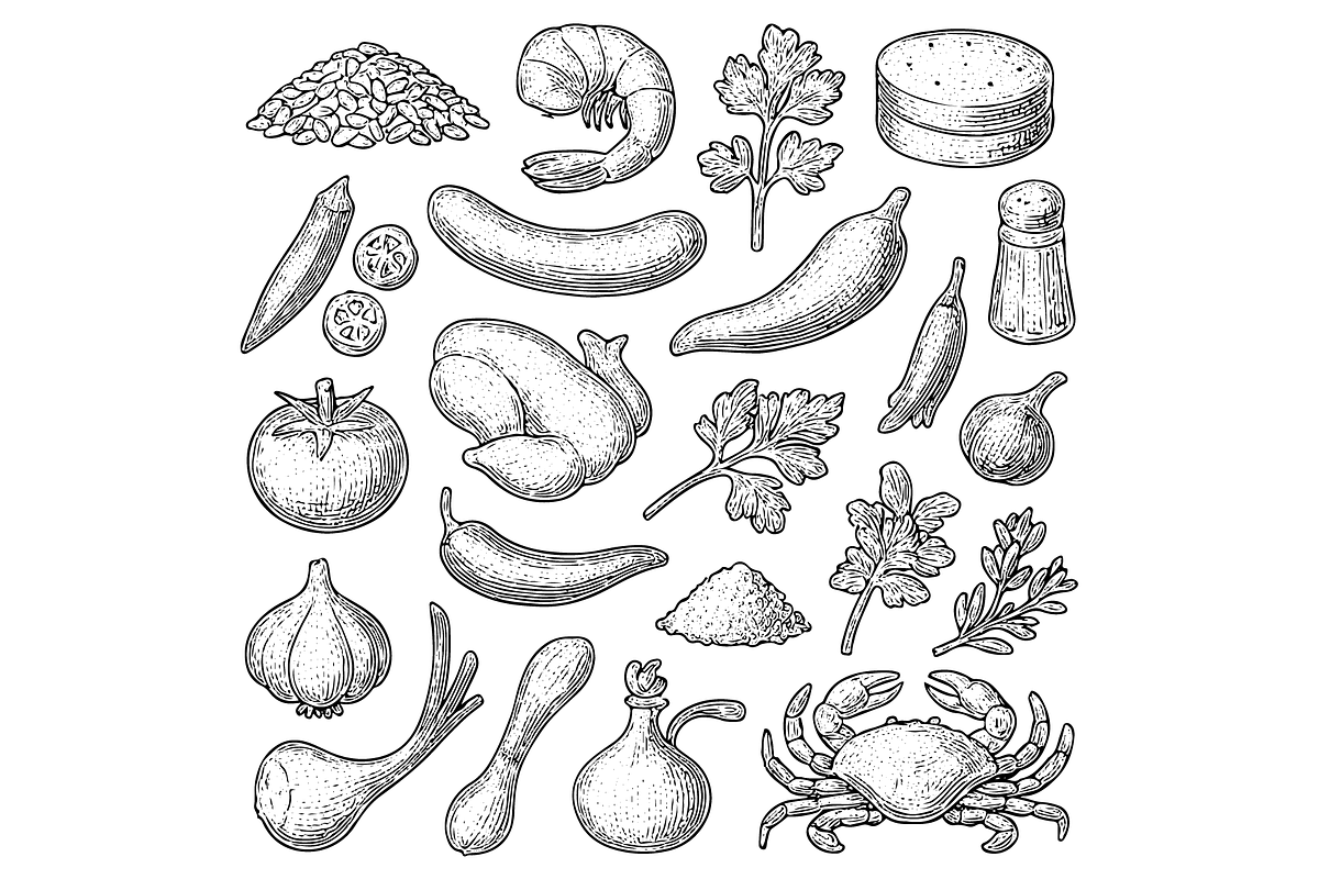 Food Ingredients Vegetables and Seaf, an Object Graphic by RT Studio (Photo 3 of 3)