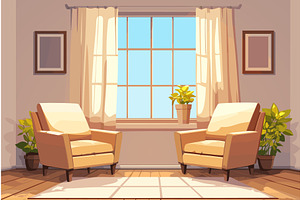 Two cartoon armchairs standing, an Object Illustration by LadadikArt