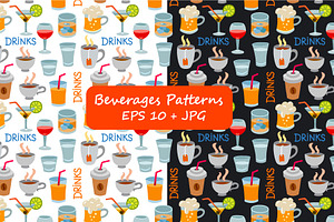 Beverages Seamless Patterns