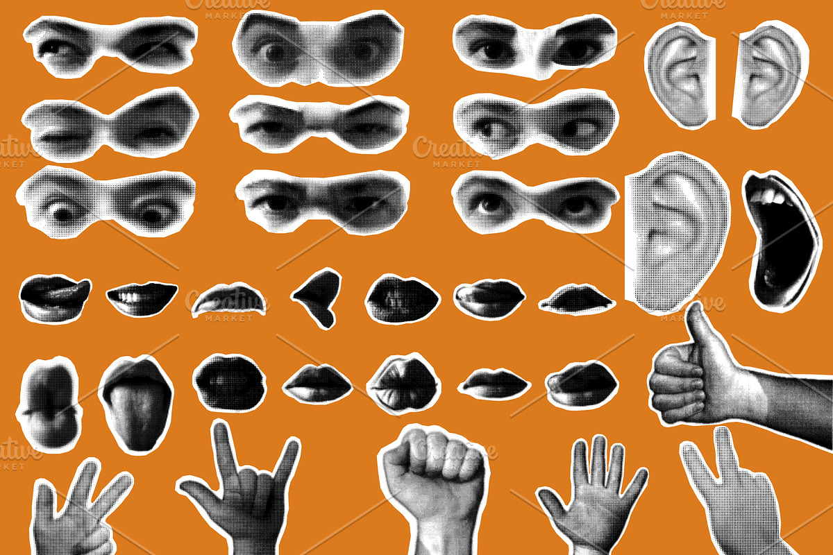 Halhftone Cutout Stickers, a Person Illustration by Eve of Art (Photo 1 of 23)