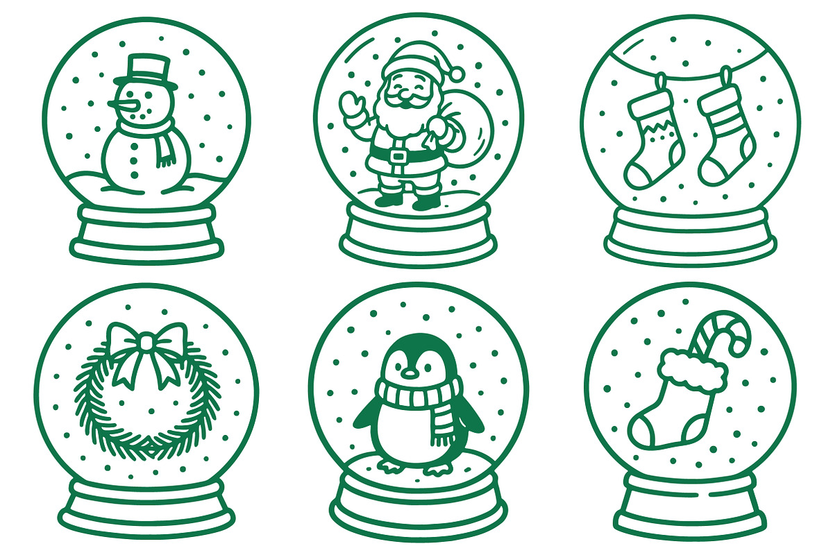 Christmas Snow Globes Hand Drawn Pac, an Illustration by Daily.Designs (Photo 4 of 7)