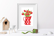 Red tulips watercolor clipart, an Illustration by s.yanyeva (Thumbnail 3 of 4)
