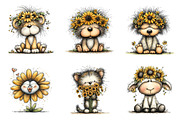 Whimsical safari sunflower clipart, an Illustration by SinaCreation (Thumbnail 5 of 11)