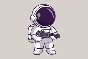 Cute Astronaut Holding Gun Cartoon, a Technology Illustration by Catalyst Labs