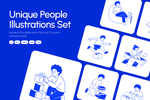 170 People Illustrations Bundle, a Person Illustration by Vectors Market