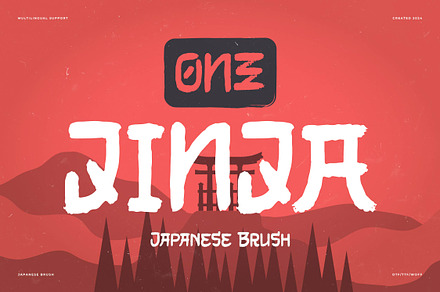 One Jinja | Japanese Brush, a Handwritten Font by Denustudios