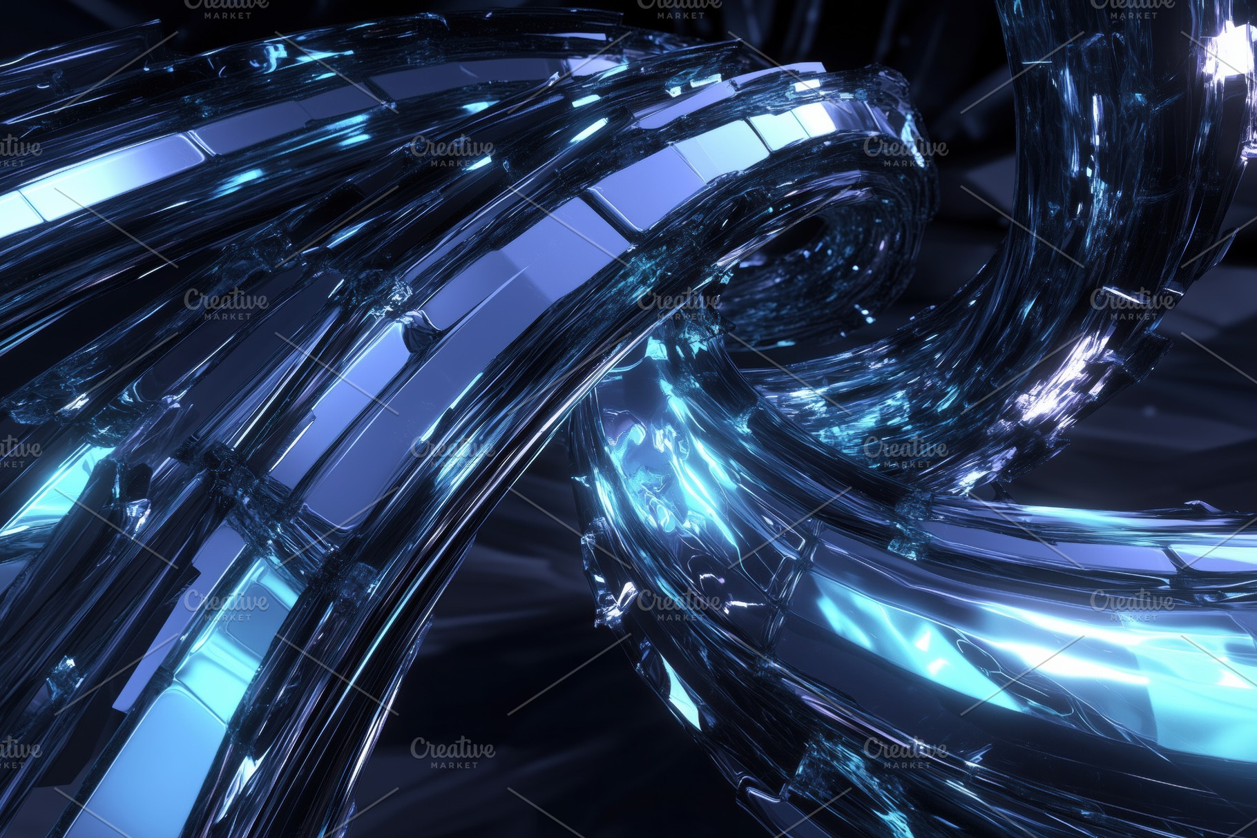 A close-up view of abstract, shiny, twisted glass-like structures with blue lig, an Arts & Entertainment Photo by Textures & Backgrounds