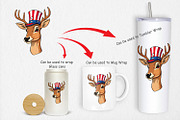 Deer Patriotic Clipart, a Graphic by Artnoy (Thumbnail 4 of 5)
