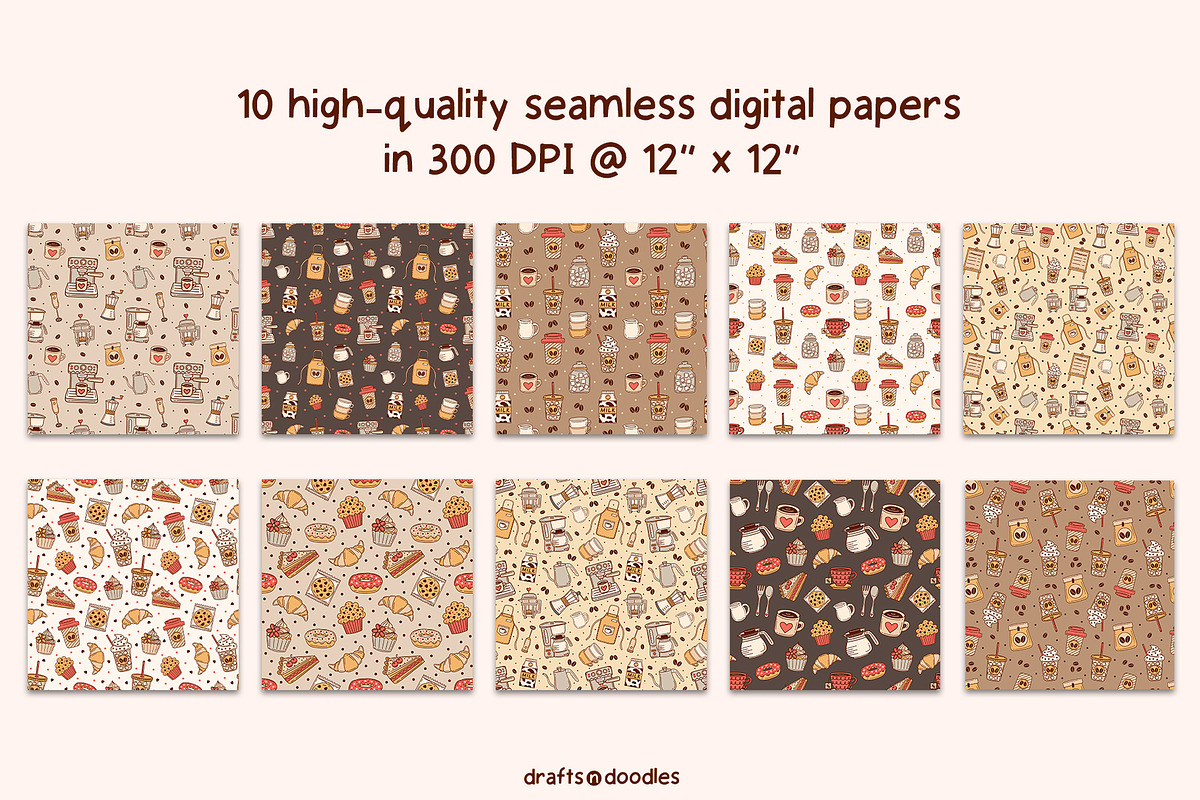 Cafe and Bakery Clipart and Patterns, a Food Illustration by Drafts n Doodles (Photo 4 of 12)