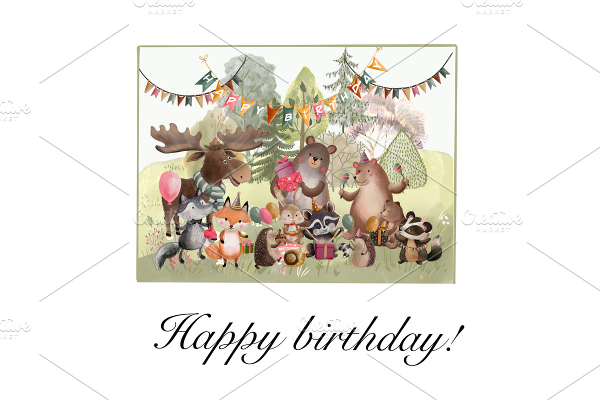 Birthday party in the forest, an Illustration by AkvarelRiver (Photo 10 of 10)