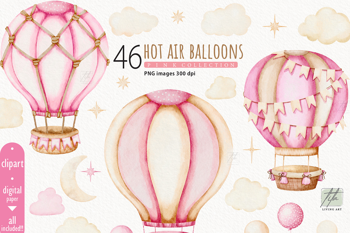 Hot Air Balloon Clipart, a Transportation Illustration by TitaLivingArt (Photo 1 of 11)