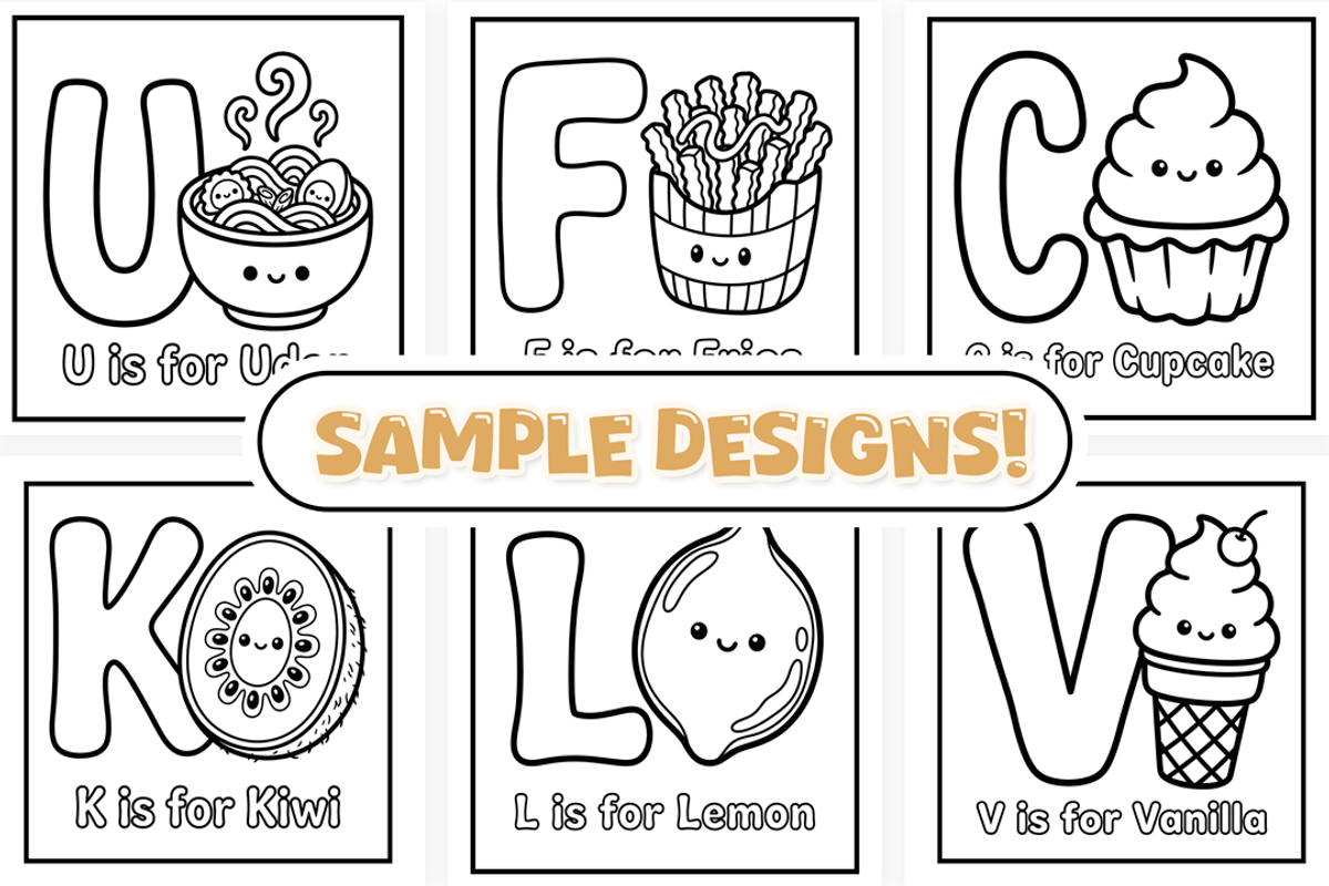 Kawaii Foodie ABC Coloring Book, an Education Illustration by Craftsbeefy (Photo 2 of 4)