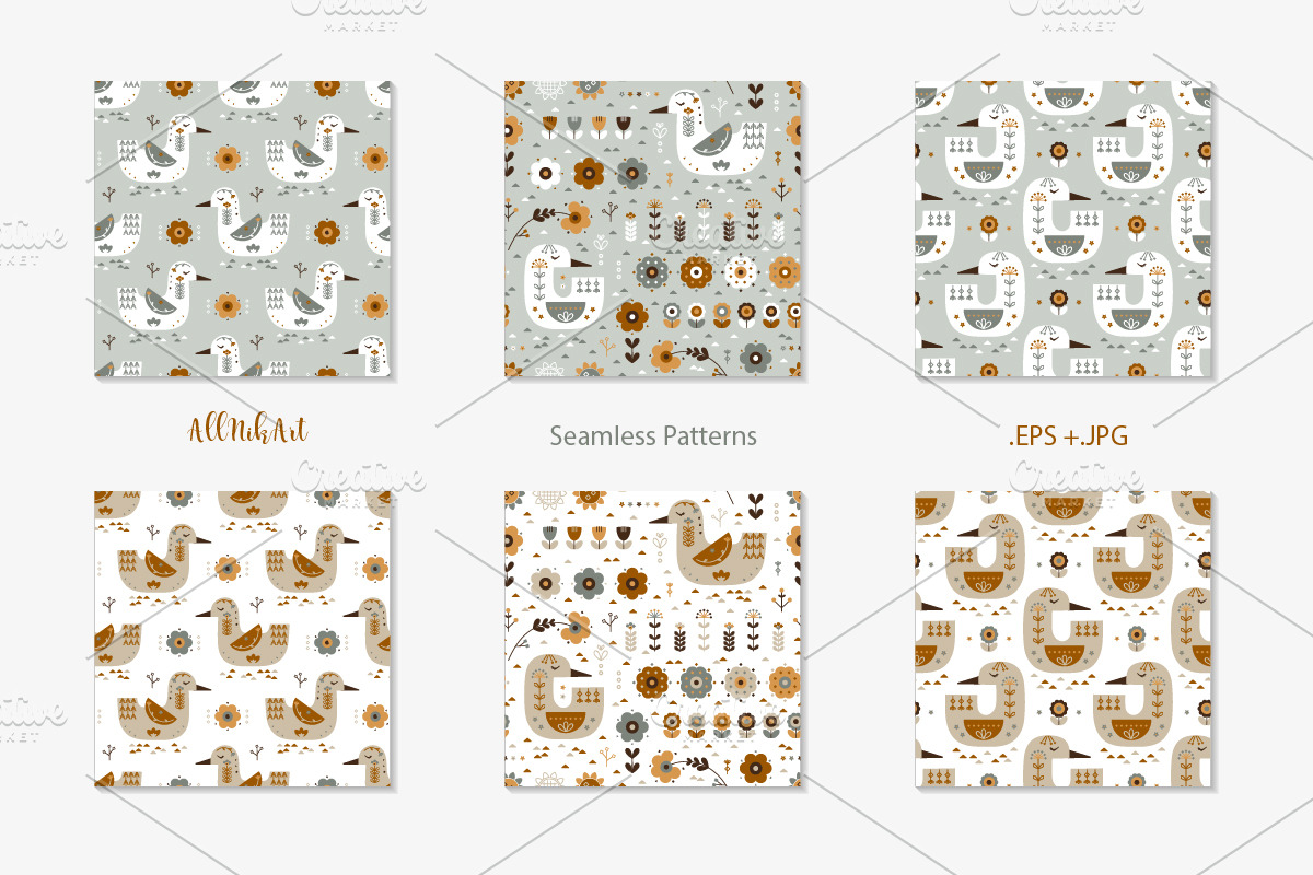 Scandinavian Folk Art Collection, a Pattern Graphic by AllNikArt (Photo 2 of 4)