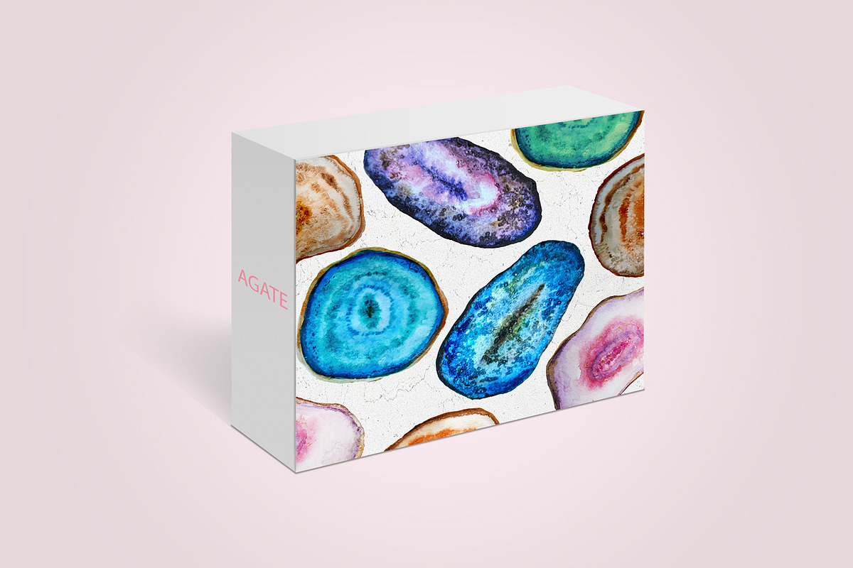 Watercolors agate gemstones clipart, an Illustration by digital_essence (Photo 7 of 7)