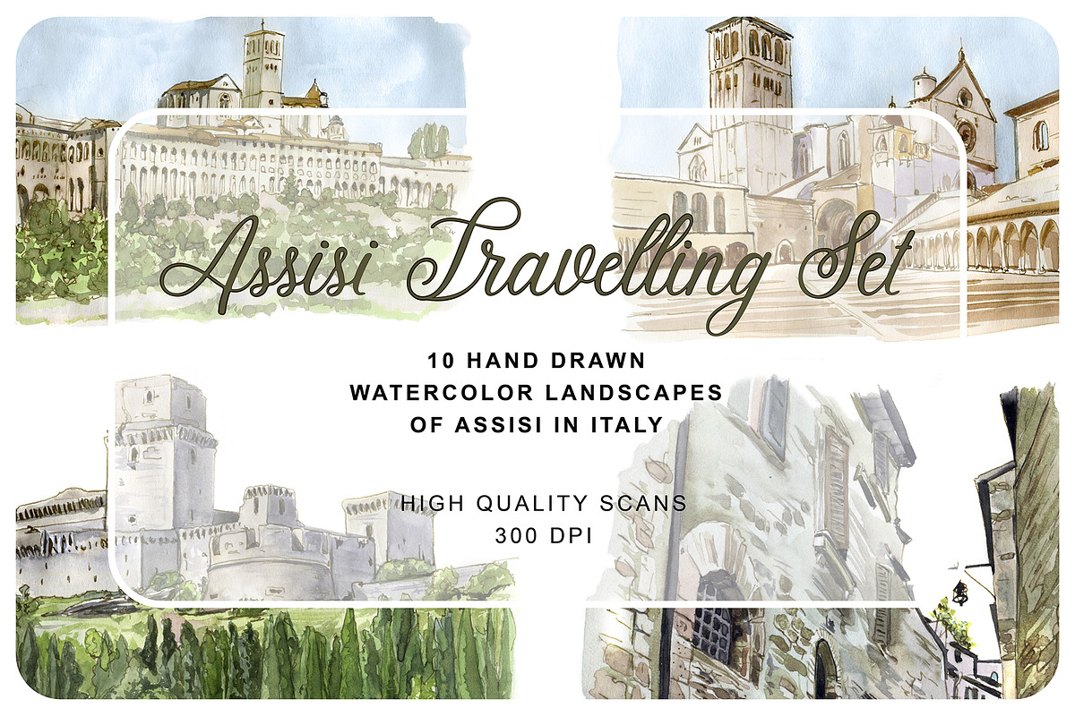 Assisi Travelling Set Watercolors, a Texture Illustration by Simple Design (Photo 1 of 3)