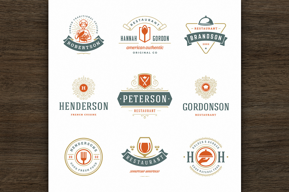 36 Restaurant Logos and Badges, a Branding & Logo Template by Vasya Kobelev (Photo 4 of 18)