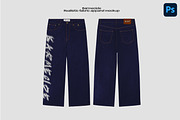 Baggy raw denim pants mockup, a Bottom Mockup by Barmecide Mockup Studio (Thumbnail 1 of 3)