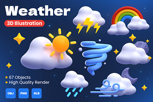 Weather 3D Icons, an Object 3D Model by Rakata Studio