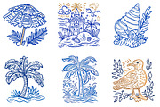 Summer Coastal Hand Drawn Line Art, an Illustration by Designking (Thumbnail 3 of 5)