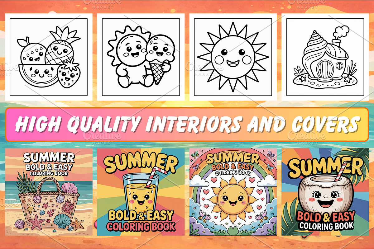 Bold & Easy Summer Coloring Book, a Seasonal Illustration by Neon Studio (Photo 2 of 3)