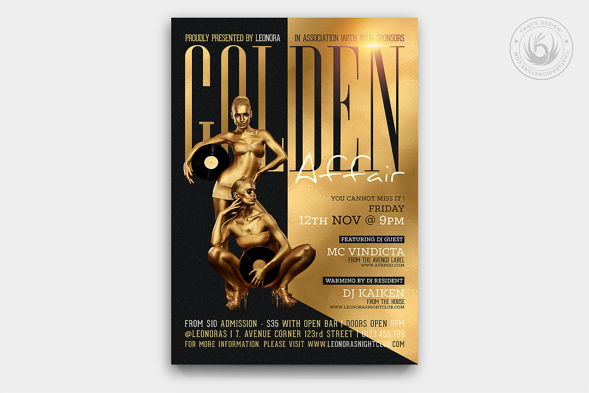 Golden Affair Flyer Template, a Flyer Template by ThatsDesignArt (Photo 1 of 7)