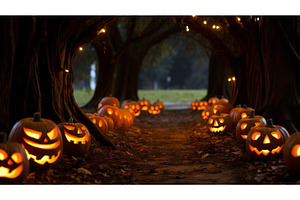 Traditional Halloween Pumpkins In