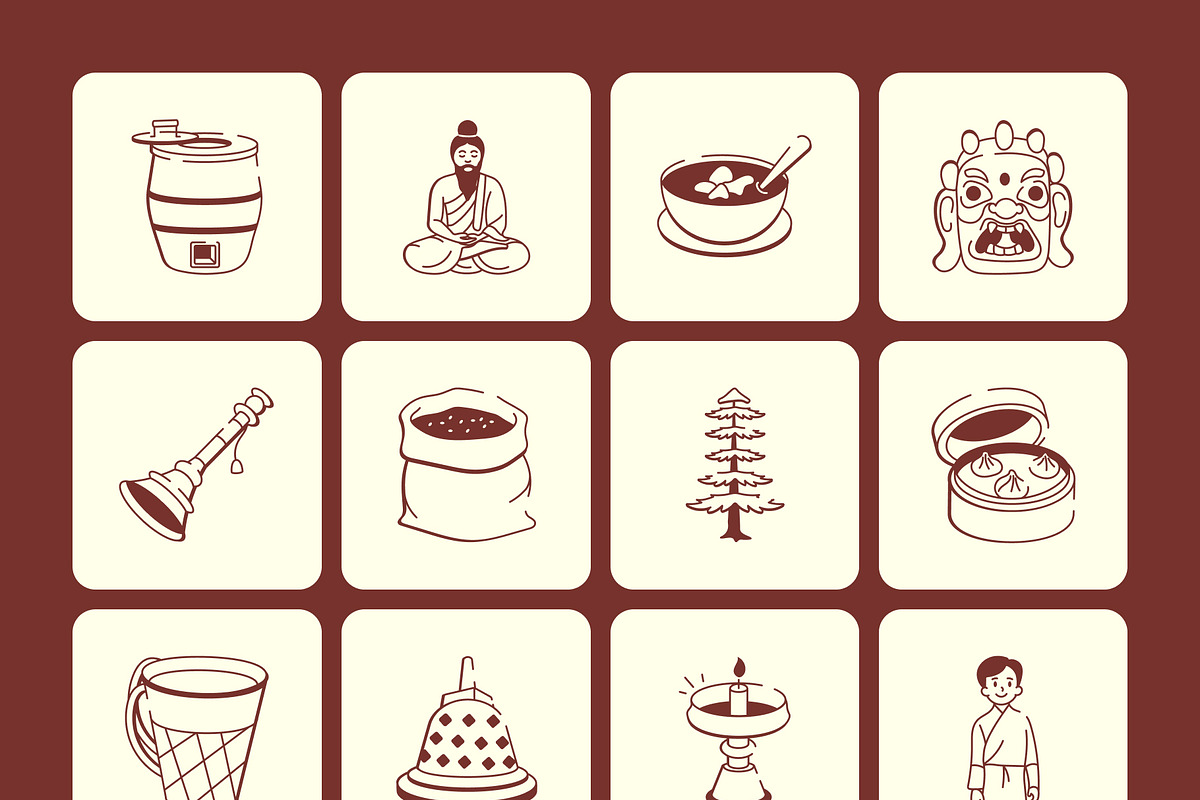 Himalayan Culture Drawing Art Set, an Outline Icon by Vectors Market (Photo 7 of 8)