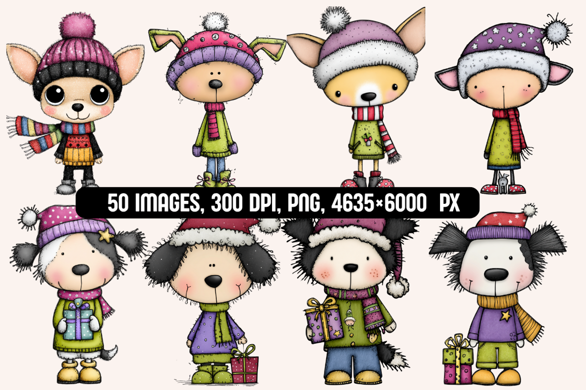 Quirky Christmas Dogs illustrations, an Animal Illustration by PrintHaven Designs (Photo 6 of 9)