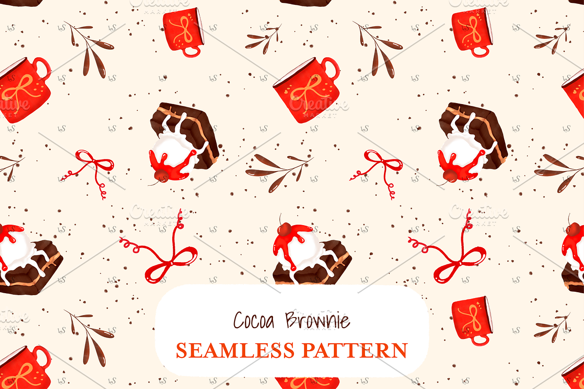 Cocoa & Brownie Seamless Pattern, a Pattern Graphic by Little Creative Scribbles (Photo 3 of 6)