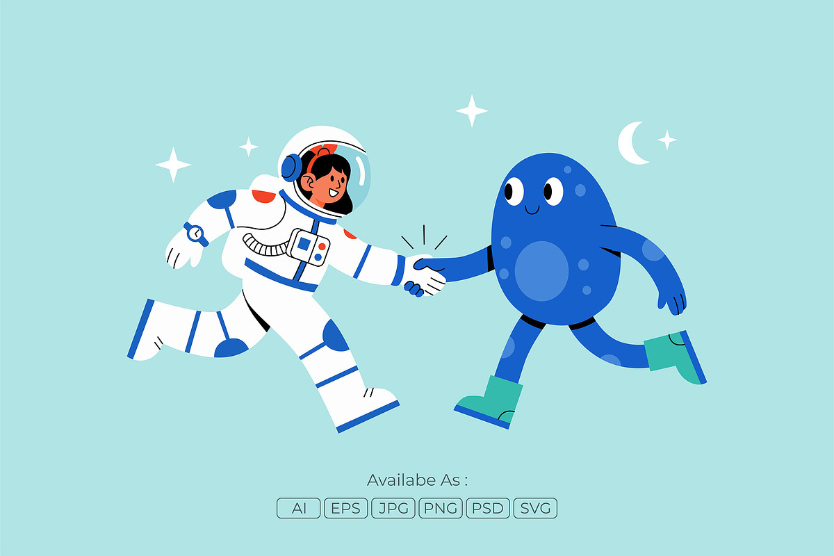 Cute Alien Astronaut Friendship, a Person Illustration by Partikusi Design (Photo 2 of 3)