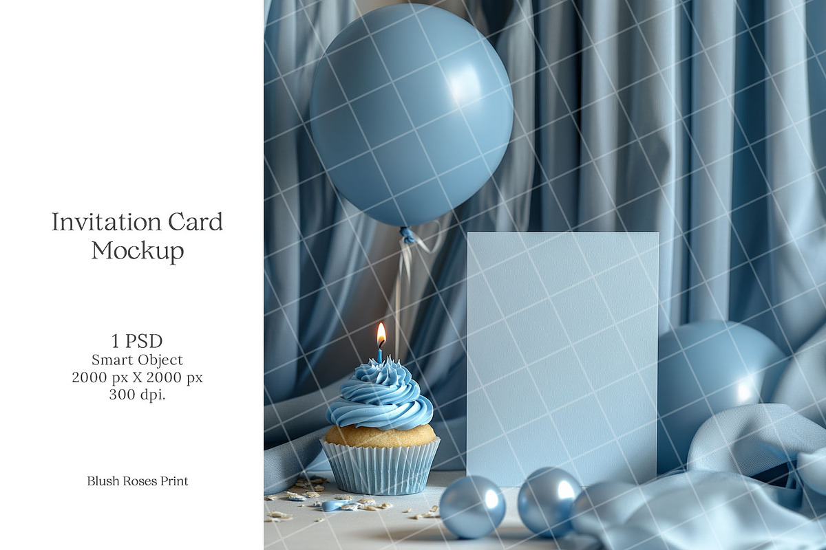 Boy birthday invitation card mockup, an Advertising Mockup by Blush Roses Print (Photo 1 of 8)