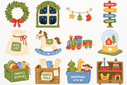 Santa's Workshop Clipart Christmas, a Seasonal Illustration by SugarCloudStudioArt (Thumbnail 5 of 6)