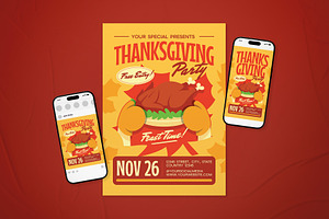 Thanksgiving Party Event Flyer Set, a Flyer Template by The Good Store