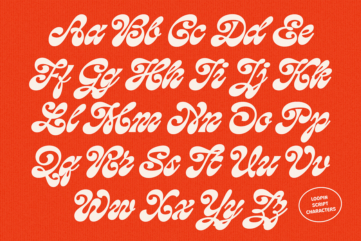 Loopin Script Font, a Script Font by Letteralle Studios (Photo 12 of 12)
