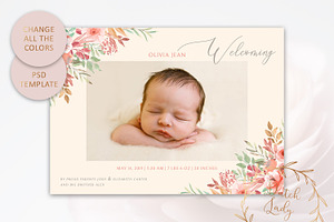 Birth Announcement Card Template 1