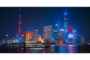 Colorful Shanghai Skyline Reflection, an Architecture Photo by Our Amazing World