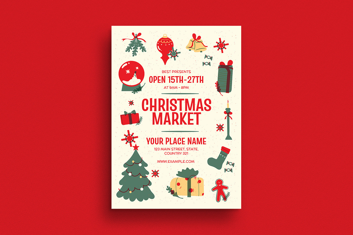 Playful Christmas Market Event Flyer, a Flyer Template by Guuver (Photo 1 of 3)