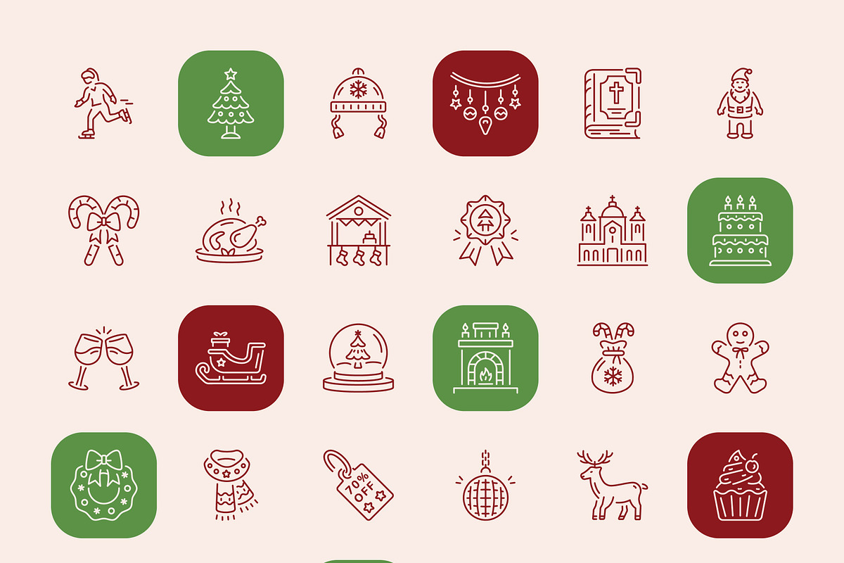 Christmas Icons Art Set, an Outline Icon by Prosymbols (Photo 7 of 7)