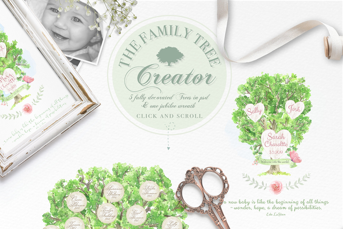 Watercolor Family Tree Creator, a Decorative Illustration by beehouse studio (Photo 4 of 6)