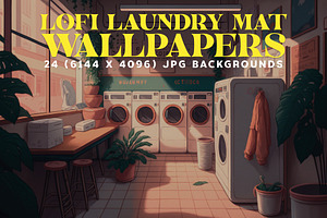 24 Lofi Laundry Mat Backgrounds 6K